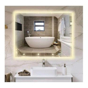 Imagem de Espelho lapidado bisotê iluminado com LED quente - 60x100cm - Woodglas