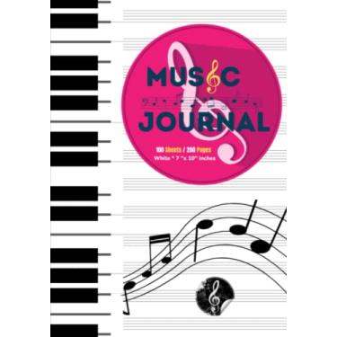 Imagem de Music Journal: Classis HARDCOVER Standard Manuscript Diary/Notebook ( Lined Ruled/ Staff Paper) l 12 Staves Sheet Composition Notepad l 100 Sheets/200 ... Songwriters, Singers, Composers, Teachers.