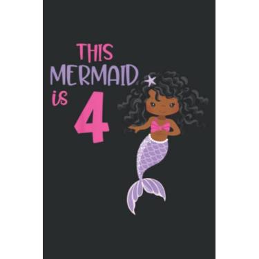 Imagem de Kids 4 Year Old African American Mermaid 4Th Birthday Meme: FLOWER JOURNAL: 6" x 9", 100 Pages, Planner, Lined College Ruled Paper, Journal, Diary, Matte Finish Cover