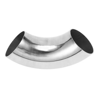 Imagem de Motoforti Tubulação de tubo de escape modificada para carro curva mandril 90 graus espessura OD 1,0 mm/19GA 63x195x1,0 mm aço inoxidável 304 prateado