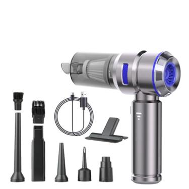 Imagem de Aspirador de pó portátil sem fio com motor sem escova, aspirador portátil de 15000 pa, soprador de pó e bomba manual, 3 em 1, sucção ajustável em 3 velocidades, para carro, escritório, casas (azul)