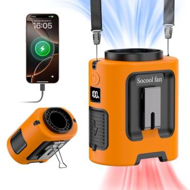 Imagem de Socool Clipe de ventilador de cintura portátil - no cinto vestível ventilador pessoal 5000 mAh recarregável operado por bateria, 4 velocidades e 13000 RPM, ventilador de pescoço mãos livres,