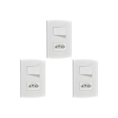 Imagem de Kit C/3 - Conjunto Peesa Alfa 1543B 1 Interruptor Par.Tomada  ..