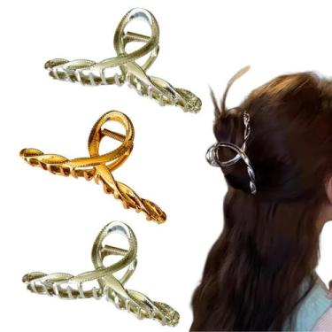 Imagem de 3 Prendedor De Cabelo Piranha Presilha Clássica Costura Metal Luxo - K