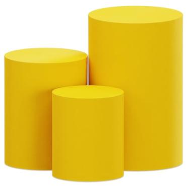 Imagem de Kit 3 Capas de Cilindro P M G Para Festa Sublimado Tecido Veste Fácil (Amarelo)