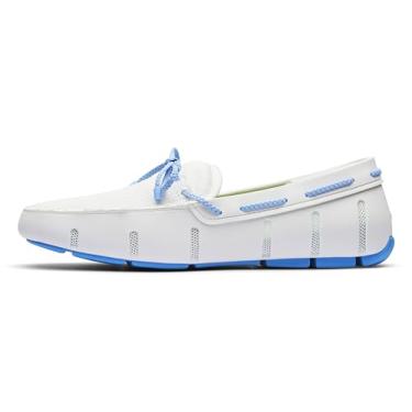 Imagem de SWIMS Mocassins masculinos, sapatos masculinos casuais para o verão, mocassim de renda trançada elegante e confortável, sapato moderno para praia, Branco, 47