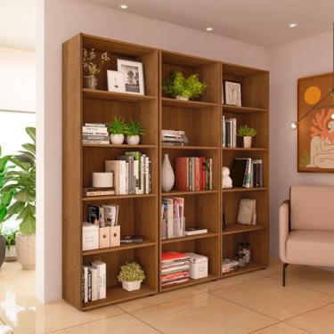 Imagem de Estante para Livros Multy 12 Prateleiras Cinamomo - Pnr Móveis, Marrom