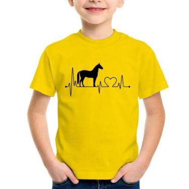 Imagem de Camiseta Infantil Cavalo Batimentos Cardíacos - Foca na Moda, Amarelo,