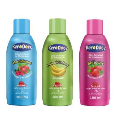 Imagem de Óleo Corporal de Massagem 100ml Linha Kero Doce Sofisticatto, Morango 
