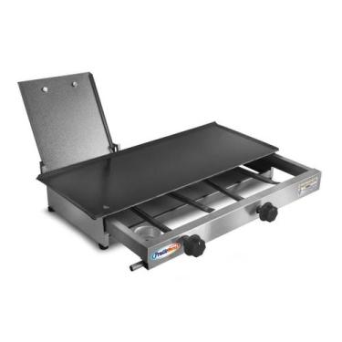 Imagem de Chapa Chapeira De Lanche Hamburgueria Hot Dog 60x30 a Gás Inox Com Pre