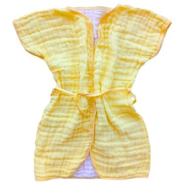 Imagem de Roupão Banho Infantil Soft criança praia piscina natação 100% algodão grande menino menina (Amarelo)