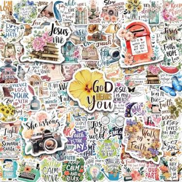 Imagem de iGetooy 150 adesivos Jesus Cristão, adesivos de versículo bíblico, adesivos inspiradores de Jesus, adesivos de palavras cruzadas para garrafas de água, laptops, diário, crianças, mulheres, homens