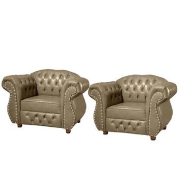 Imagem de Quatro Poltronas Chesterfield Merlo - Corano Bege / Decoração, recepção, barbearia, sala tv estar