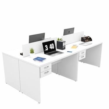 Imagem de Estação De Trabalho Mesas 120x60cm 4 Lugares C/Gav Netmobil (Branco)