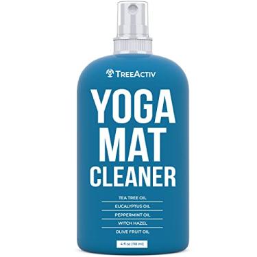 Imagem de TreeActiv Spray de limpeza de tapete de ioga, óleo de melaleuca e óleos essenciais de hamamélis para acessórios de exercícios, névoa de aromaterapia, limpador natural de limpeza profunda para