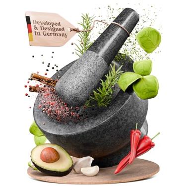 Imagem de ChefSofi Conjunto de pilão e pilão – Exterior polido preto – 15 cm – Capacidade para 2 xícaras