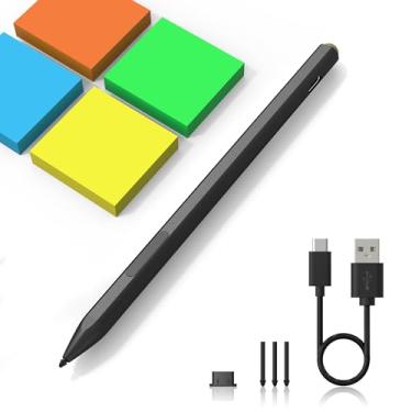 Imagem de Caneta Stylus para Microsoft Surface com pressão 4096, borracha e botão direito, rejeição da palma, 3 pontas substituíveis, para Surface Pro 10/9/8/X/7/7+/6/5/4/3, Surface Go 4/3/2/1, Surface