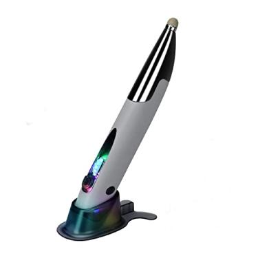 Imagem de Caneta de bolso recarregável, mouse ergonômico óptico sem fio, para mão esquerda/direita, com função Stylus RGB retroiluminado tipo C e adaptador micro USB para PC, laptop, notebook, Mac (cinza)