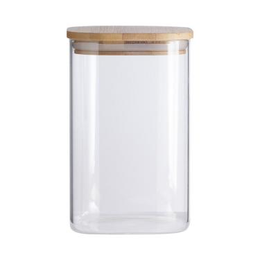 Imagem de Pote De Vidro Com Tampa De Bambu Oikos 1,1l Hermético Quadrado