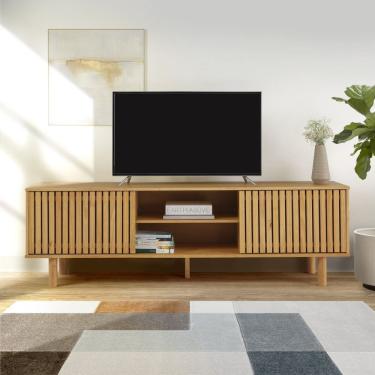 Imagem de Rack Para Tv Até 65'' Madeira Maciça Magna Porta Ripada 1,9m Mel