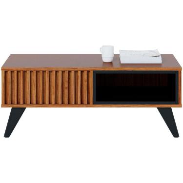 Imagem de Mesa De Centro Colibri Jeri Mdp Com Pés De Madeira Maciça Noce Milano Com Preto Fosco