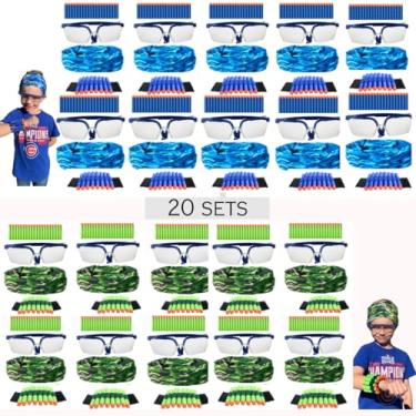 Imagem de Wishery Accessories for Nerf Party Supplies, Nerf Party Favors - 20 Kids. Boys Nerf Gun War Birthday Pack. Darts, Glasses, Mask, Wrist Bullet Holders
