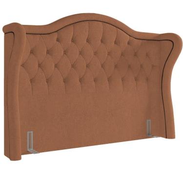Imagem de Cabeceira para Cama Box P05 Lisboa Casal 140 cm Tecido Bouclê Botonê com Tachinhas Terracota Lyam Decor