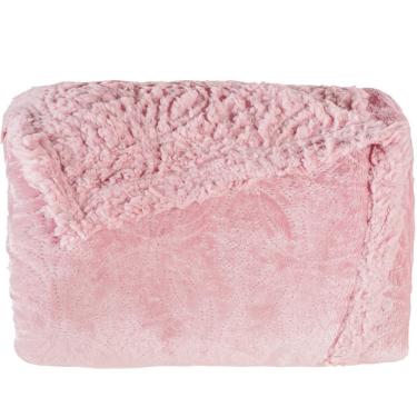 Imagem de Cobertor Casal Sherpa Toque Pele De Carneiro Dupla Face 180x220cm Old Rosê