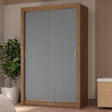 Imagem de Guarda-roupa Solteiro 2 Portas De Correr 4 Gavetas Rustic/cinza Vivare Plus Madesa Rustic/cinza