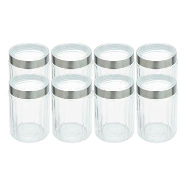 Imagem de Kit 8 Porta Mantimentos Vidro Com Tampa Aço Inox E Visor 1,2l Lyor