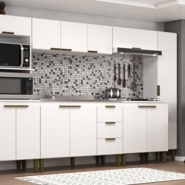 Imagem de Cozinha Bia Completa 6 Pecas 12 Portas 3 Gavetas Branco