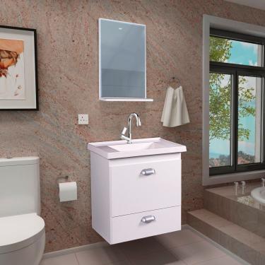 Imagem de Gabinete De Banheiro Com Espelheira Kit Guarulhos 50cm Branco