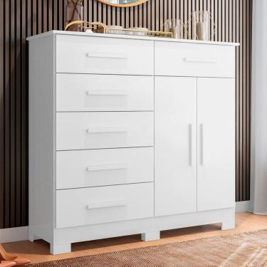 Imagem de Cômoda Sapateira Mandarim 6 Gavetas 2 Portas Mdp Branco