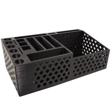 Imagem de Porta Caneta Objetos Escritório Mesa Vazado 18 Cm Impressão 3d Preto
