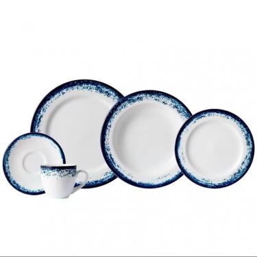 Imagem de Aparelho De Jantar 20 Peças P.schmidt Real Névoa Porcelana Branco E Azul