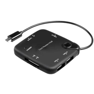 Imagem de LUSKINNO Adaptador De Hub Micro Usb Otg 8 Portas Com 3 2.0, Leitor Cartão Tf/Sd, M2/Ms E Porta Alimentação Para Raspberry Pi Zero, Tablet Android, Google Chromecast Stick