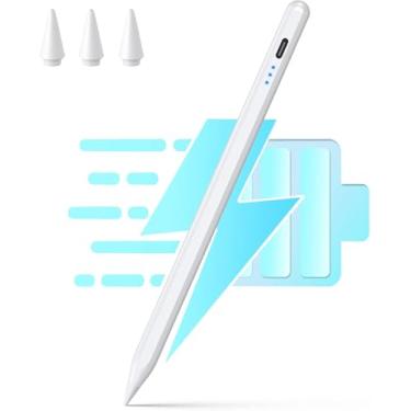 Imagem de Airoule Caneta Stylus Para Apple Ipad Pencil - Carregamento Rápido Rejeição De Palma, Sensibilidade À Inclinação, Trabalho 2018-2024 Air 3/4/5/M2, Mini 5/6, 6/7/8/9/10, Pro 11"/12,9"/M4, Branco