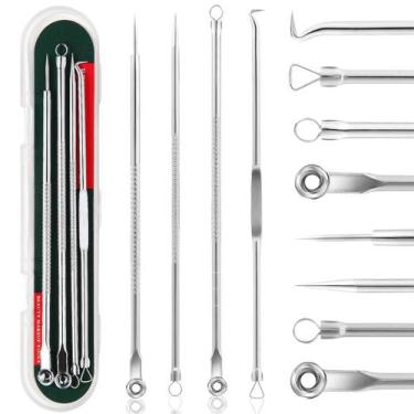 Imagem de Kit Extrator De Cravo Espinha Profissional Inox Limpeza De Pele 4 Pçs 