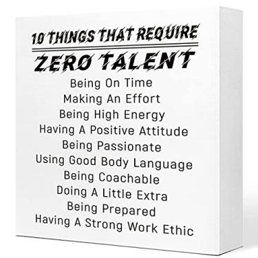 Imagem de Ruvoty 10 Coisas Que Exigem Talento Zero: Decoração De Mesa Com Placa Madeira, Decorações Inspiradoras Em Blocos Madeira Para Sala Estar, Quarto, Escritório, Prateleira,