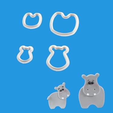 Imagem de Conjunto de 4 peças de molde para decoração de bolos, cortador de biscoito em forma de hipopótamo