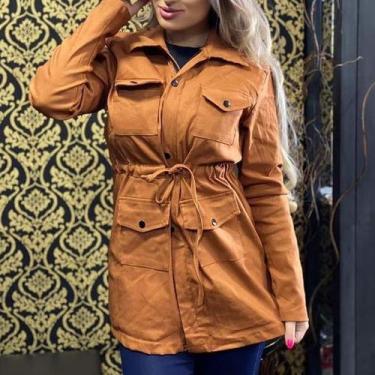 Imagem de jaqueta parka feminina manga longa bengaline com bolso - Filó Modas, p