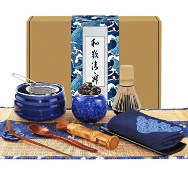 Imagem de Artcome Conjunto de 12 peças de chá japonês Matcha, tigela Matcha, batedor Matcha, suporte de batedeira, colher tradicional, escova de bambu e tela de bambu, kit de cerimônia Matcha feito à mão para cerimônia tradicional de chá japonês