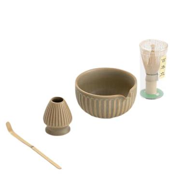 Imagem de Ｂｅｓｇａ Tigela de cerâmica Matcha com bico, utensílios portáteis para cerimônia do chá Chawan, suporte para batedor, conjunto de chá tradicional japonês