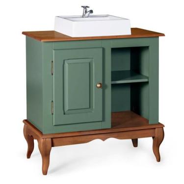 Imagem de Gabinete para Banheiro 1 Porta com Cuba Dália 3051 Linz Móveis, Verde 