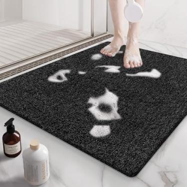 Imagem de Mecko Tapetes de chuveiro quadrados antiderrapantes para chuveiro interno, tapete de chuveiro de secagem rápida com esfregão de pés, tapete de banheira antiderrapante para banheira e áreas molhadas