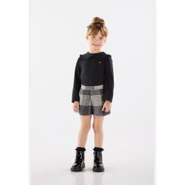 Imagem de Conjunto Infantil com Blusa e Shorts Xadrez Up Baby, Preto, 2
