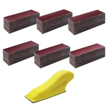 Imagem de Kit de papel para lixar micro detalhes, lixa seca molhada 80, 120, 180, 240, 400, gramatura 8,9 x 2,5 cm, bloco de lixamento manual para pequenos projetos para trabalhos detalhados, artesanato