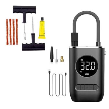 Imagem de Kit Reparo Pneu + Bomba de Encher Pneu Mini Compressor Portátil