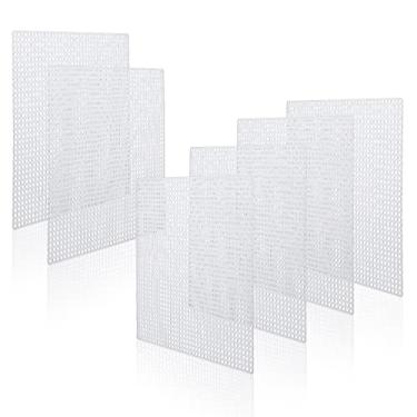 Imagem de 20 folhas de lona de plástico, 7 unidades de lona de malha de plástico transparente para bordado, tela de malha de plástico Aida de ponto cruz para projetos de crochê DIY (13,7 x 13,7 cm)