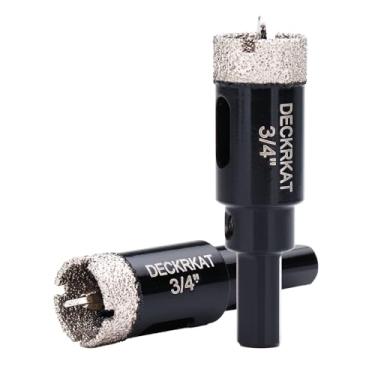 Imagem de DECKRKAT Brocas De Serra Copo De Diamante De 3/4 Pol. Com Broca Piloto - 2 Peças Serras Copo De Diamante De 3/4 Pol. Com Broca Guia Perfuração Precisa Para Porcelanato Cerâmica Cerâmica Granito Pedra